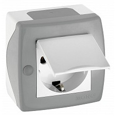 Розетка с заземлением с крышкой mono electric octans ip20 104-020007-118